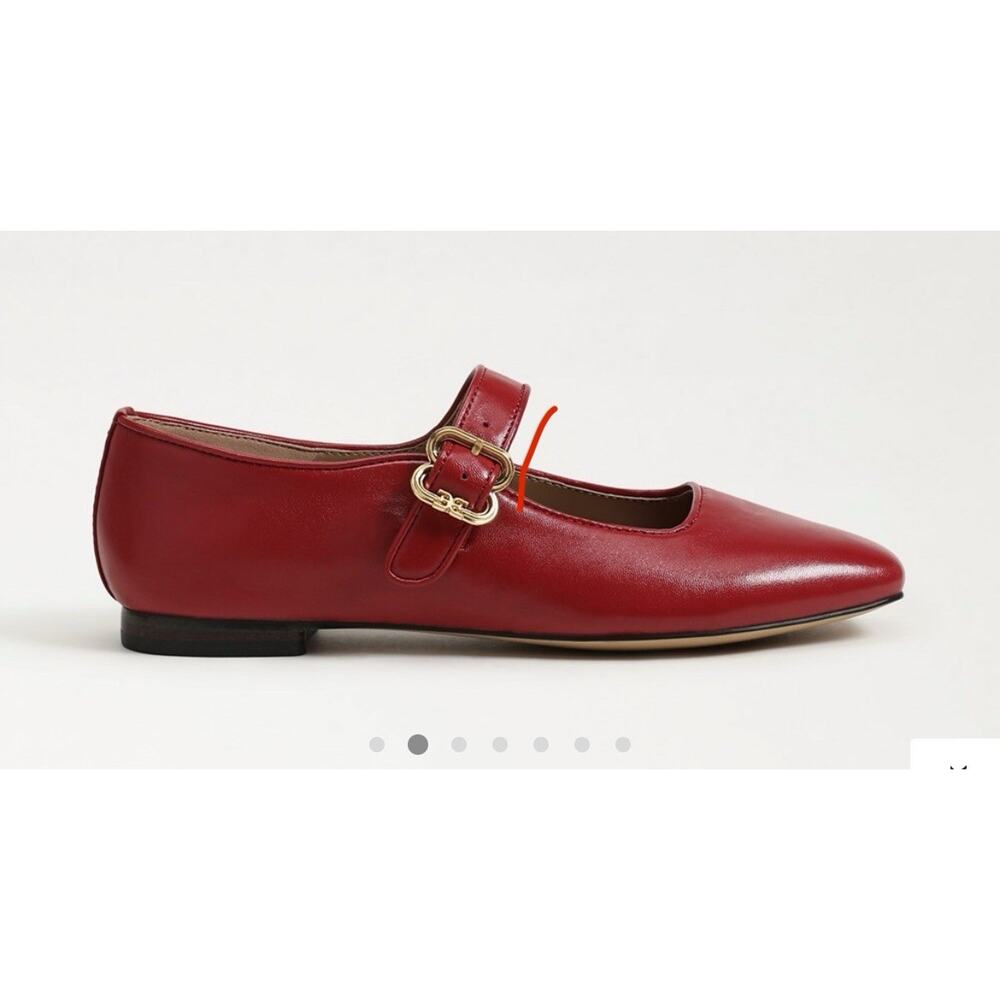 Sam Edelman Red Mary Jane Flats with Gold Buckle - Picture 2 of 16